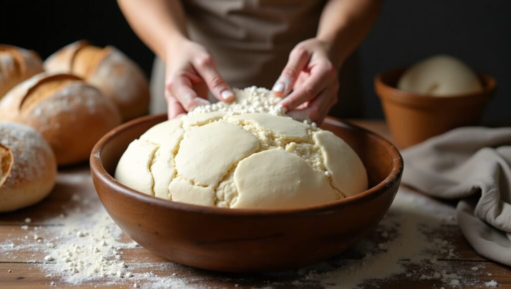 Flux_Dev_A_rustic_wooden_table_with_a_large_bowl_of_dough_in_t_