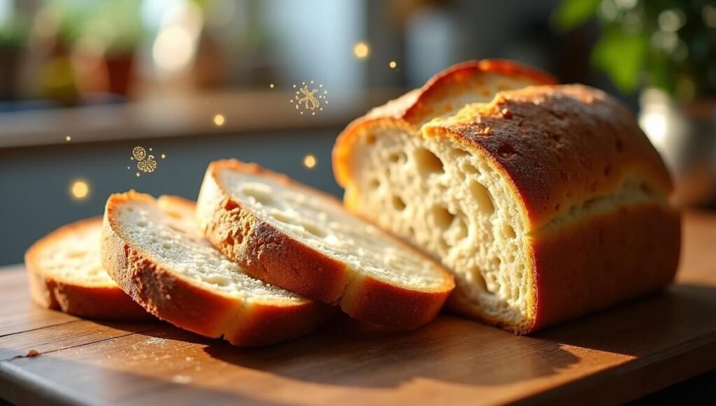 Flux_Dev_A_fresh_golden_sourdough_bread_on_a_wooden_kitchen_